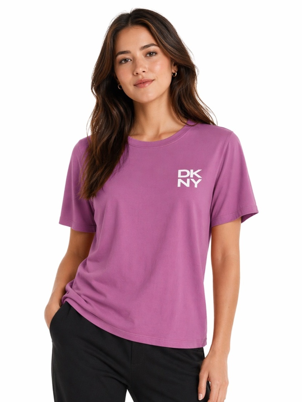 DKNY Short Sleeve Crewneck Tee in Orchid Purple